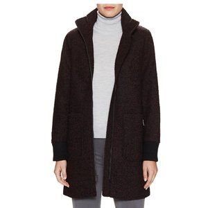 Rachel Roy Tweed Rib Coat Burgundy Black XS